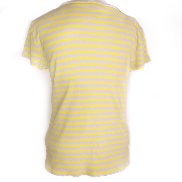 Ann Taylor Striped Crewneck Short Sleeve Top in Yellow & Tan Size Large - Picture 8 of 8